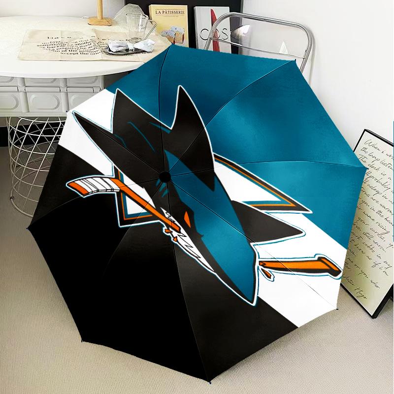San-Jose Sharks Hockey Umbrella Folding umbrella, automatic umbrella 8-Frame for Travel, camping Use Gift for Halloween Christmas