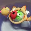 Baby Bathroom Bath Kitten Fish Play Water Play Beach 4 Vinyl Animal Net Fish Set