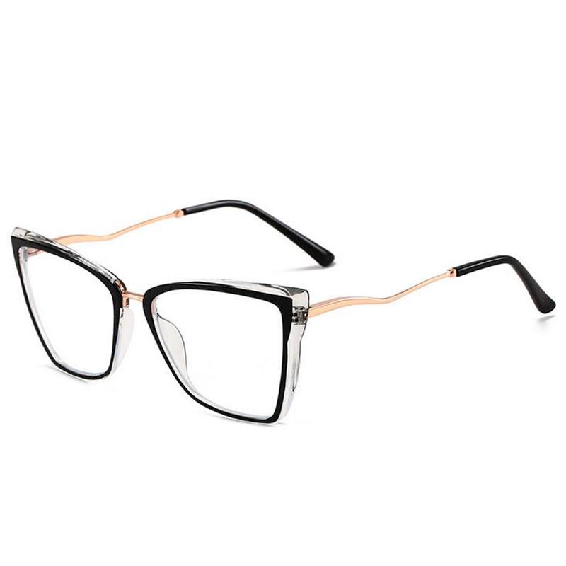 Women Men Anti-Blue Light Cat Eye Myopic Glasses +Metal Myopia Photochromic Prescription Eyeglasses 0 -0.5 -0.75 To -6.0