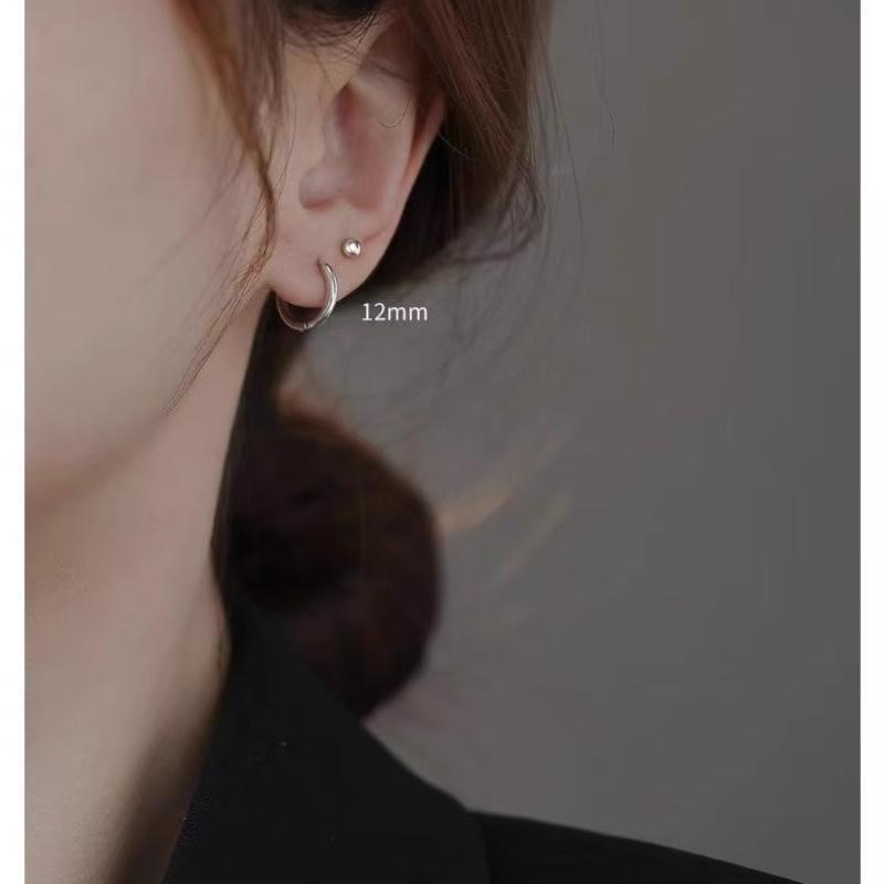 Pendientes de Aro Plateados de 8 mm 10 mm 12 mm para Mujer Moda Tendencia Regalo