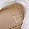 Empty Love Cross Light Luxury Temperament Gorgeous Full Diamond Necklace Female Versatile Collarbone Chain Titanium Steel