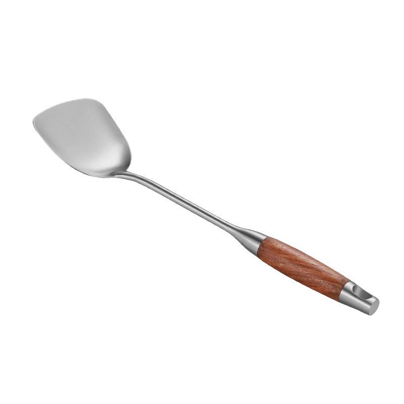 Four-Piece Spatula Set: 304 Stainless Steel & Pear Wood, Anti-Scald Long Handles for Stir-Fry Cooking