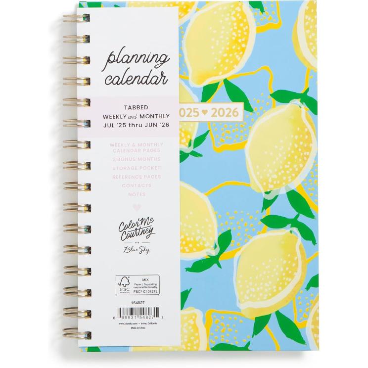 Blue Sky Color Me Courtney 2025-2026 Weekly and Monthly Academic Year Planner Calendar, July 2025 - June 2026, 5  x 8 , Hard Cover, Wirebound, 5  x 8
