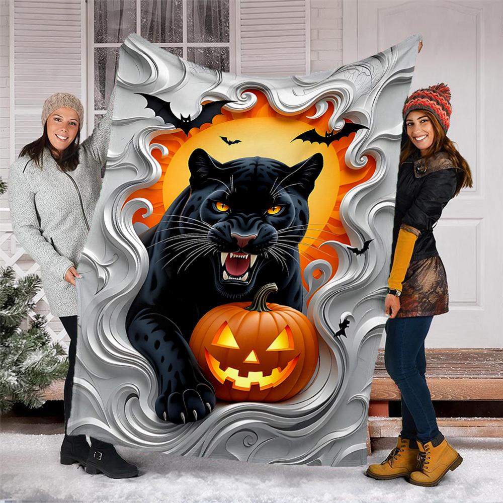 1pc Black Panther Print Outdoor Blanket, Lightweight Polyester,