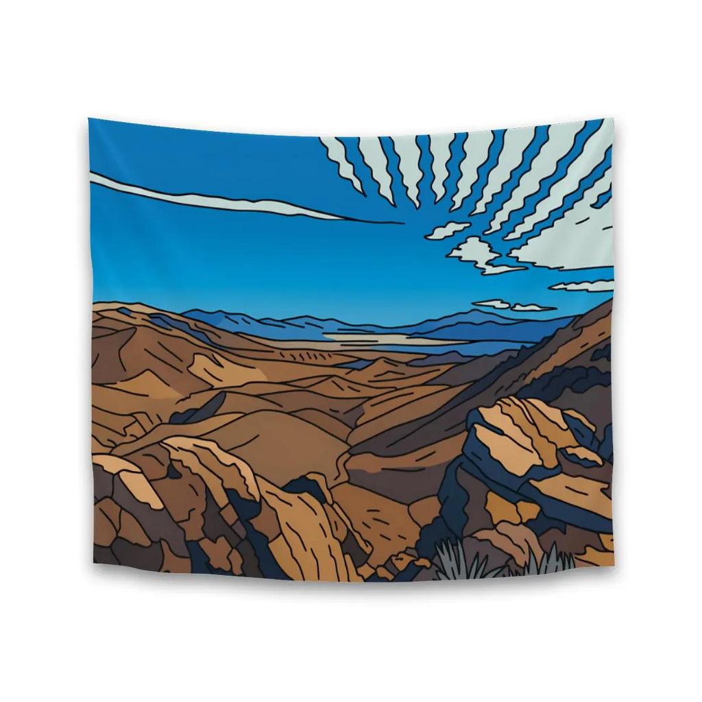 Death Valley National Park Tapestry Legume Shrub Dune Ridge Hiking Scenery Flat Print Nature Landscape Vertical Wall Hanging