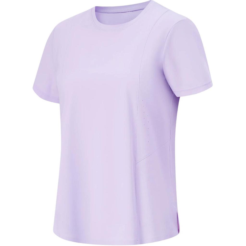 Li Ning Fitness Series Solid Color Round Neck Comfortable Breathable Versatile Short Sleeve T-Shirt Women T-Shirt Lilac ATSU450-5
