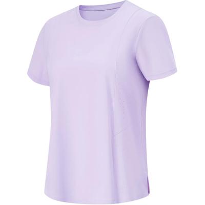 Li Ning Fitness Series Solid Color Round Neck Comfortable Breathable Versatile Short Sleeve T-Shirt Women T-Shirt Lilac ATSU450-5
