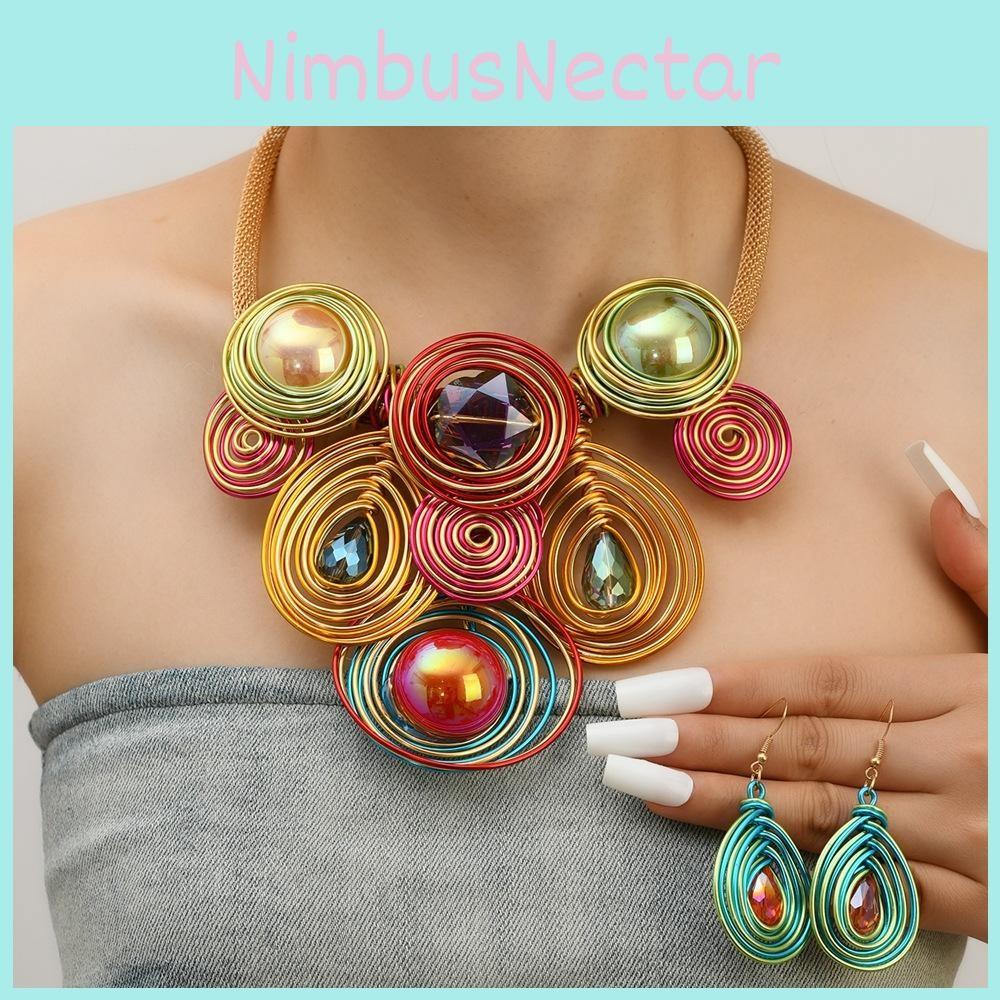 Trend Jewelry Set With Acrylic Pendants And Electroplated Finish Ladies For