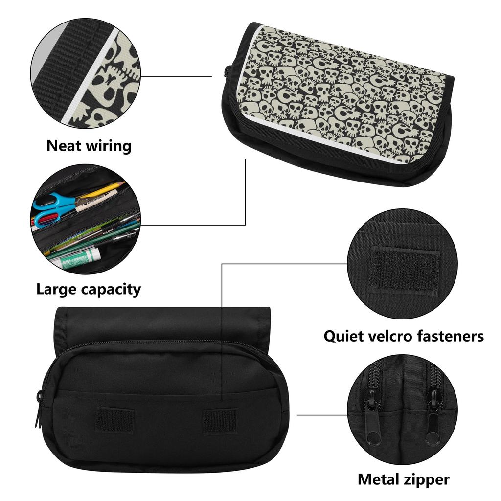 Pencil Case Spacious Storage 300D Polyester Double Zipper with Dual Storage for Pens Ruler Scissors and Earphones for Boys Girls