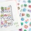 6Sheets/Pack Kawaii Succulent Plants Decoration Scrapbooking Stickers Transparent PVC Stationery Diary Stickers