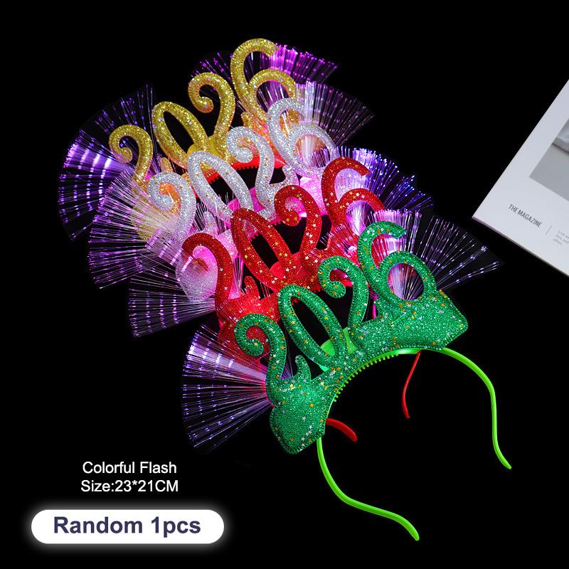 Led Glowing Colorful Headband Festive Party Props 2026 Happy  Year Light Up Headband Party Headdress For Children Adults