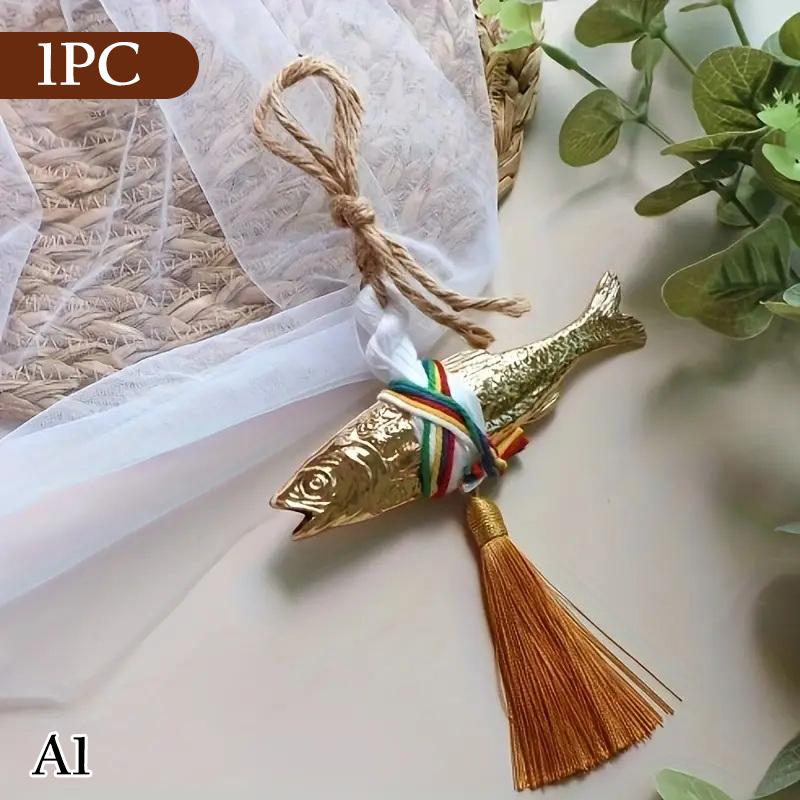 

Korean Style Golden Cod Fish Pendant Gadus Halcogrammus Hanging Ornament Door Hanging Peace Luck Wealth Fish Wall Decoration