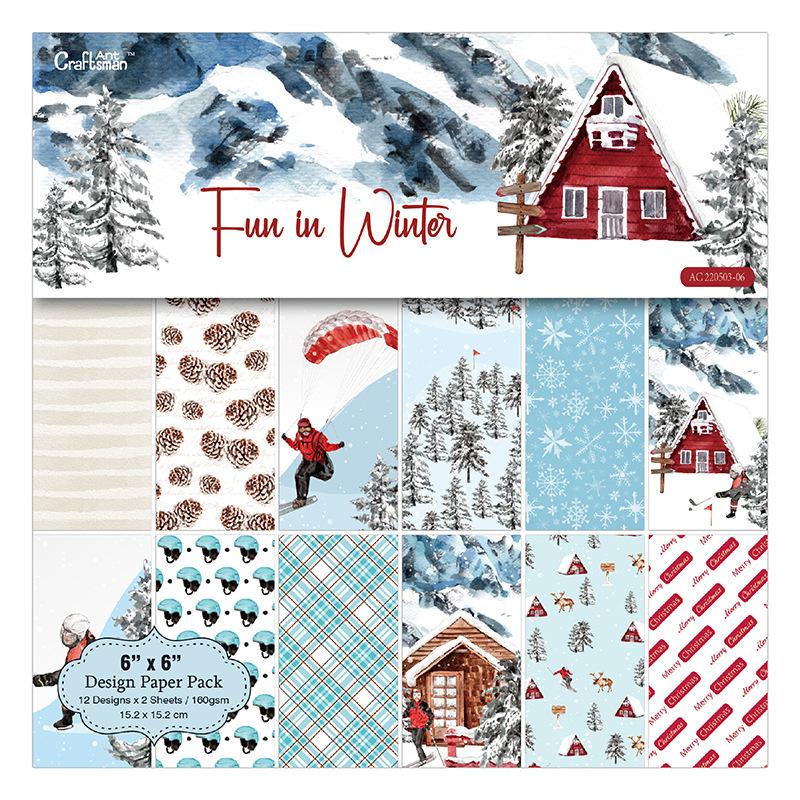Winter Theme Animals Pattern Paper 9 Styles 24 Sheets DIY Photo Album Scrapbook  Journal Account Card Background  6 Inch