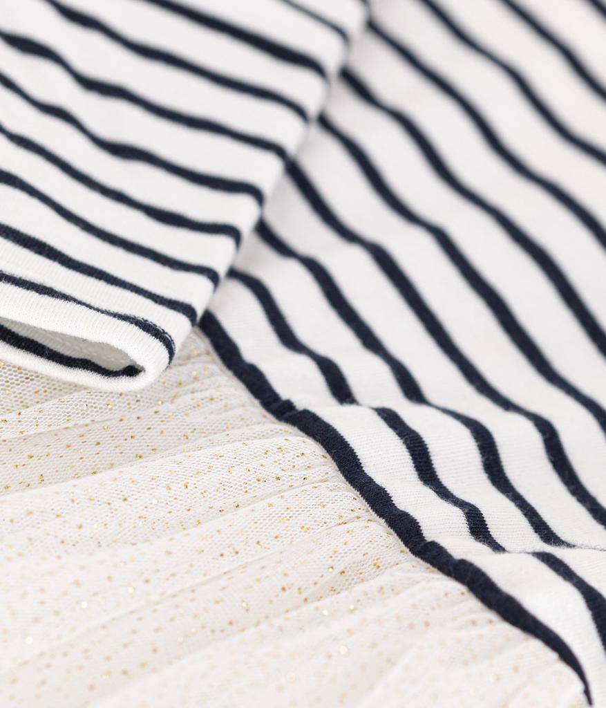 tulle dress A0CUM 24 months 86cm [Petit Bateau] Long-sleeved Off-white/multi-color