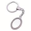 Heart Elliptical Glass Cabochon Base Setting Tray Blank Antique Bronze Metal Keychain for Family Gift