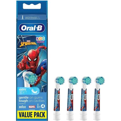 Braun Oral-B Kids' Soft Teeth Brush Refills, Spiderman Design, Set of 4