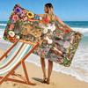 Floral Animals Print Beach Towel, Large Soft Quick Dry Towel for Beach Camping Swimming