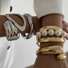 Ingemark Punk Hip Hop Irregular Metal Bangles for Women 2025 Trend Vintage Gold Color Water Drop Spring Bracelets Men Jewelry
