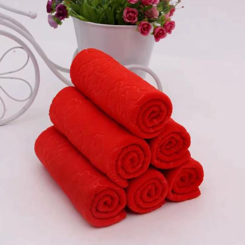 Big Red Embossed Happy Word Red Towel Ground Velvet Thick Wedding Handkerchief