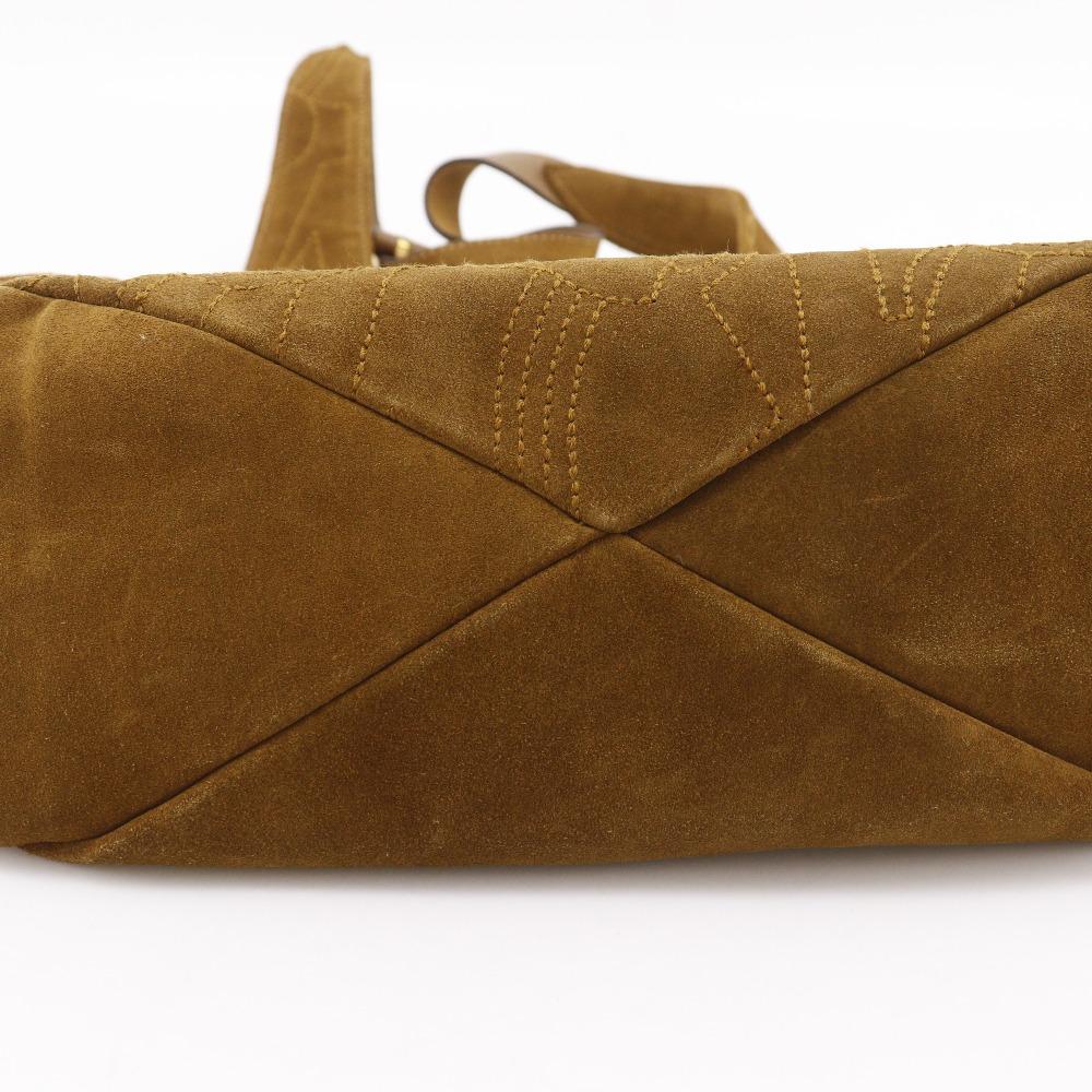 Salvatore Ferragamo Borsa a Spalla con Design a Punto BZ-21 5695 Cammello Pelle Scamosciata Donna Usata