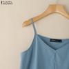 ZANZEA Womens Summer Solid Color Casual Sleeveless Straps Sling Camisoles