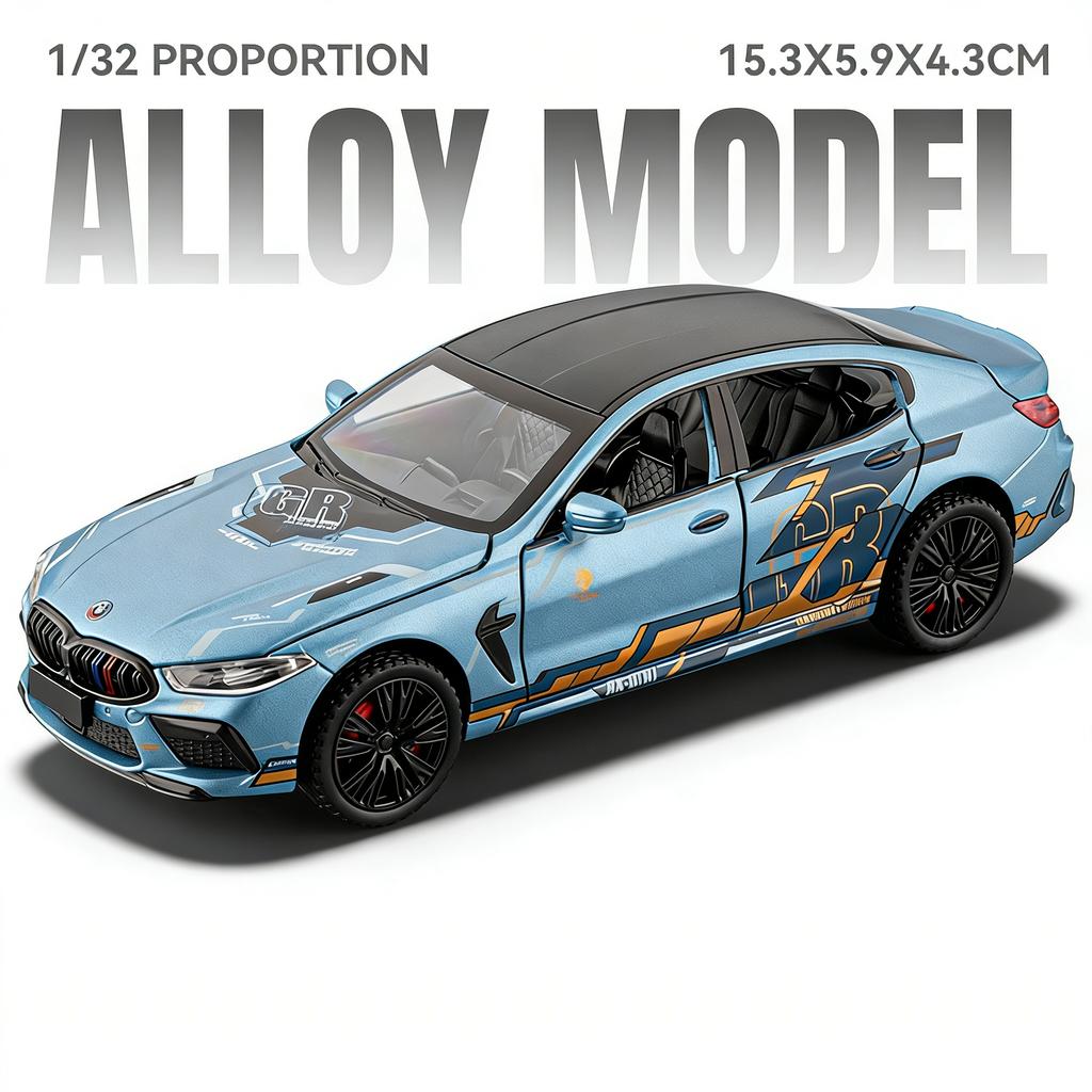 1:32 Scale M8 X3M Sports Car Model Toy Exquisite Interior Metal Diecast Sound Light Supercar Models Christmas Gifts for Boys