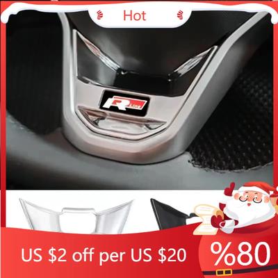 New GTI R LOGO Emblem Car Steering Wheel Auto Badge Sticker For Volkswagen Rline R GTI Tiguan Passat TROC ID6 Golf 5 6 7 8 St2