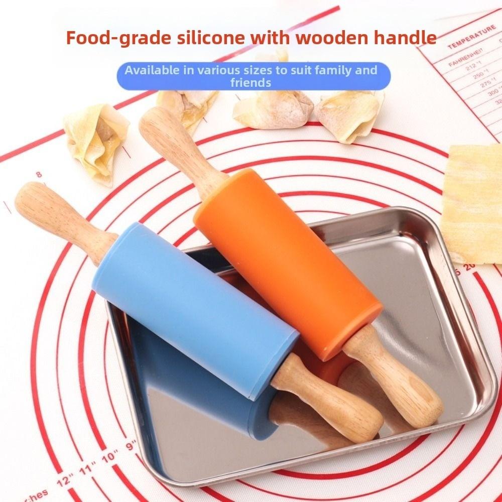 Multicolor Pastry Dough Roller Wooden Handle Flour Roller New Silicone Rolling Pin Cooking Utensil