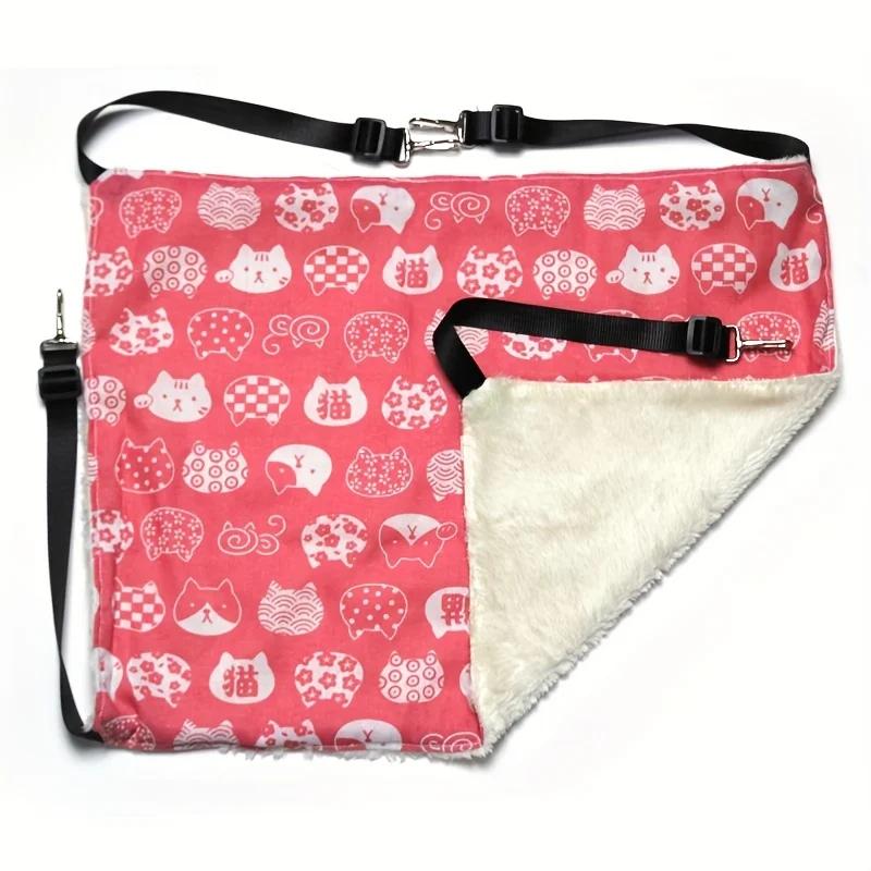 1Pc Cozy Cat Hammock Bed with Winter Warmth and Cute Cat Print - Perfect Pet Supplies for Cats and Small Dogs
