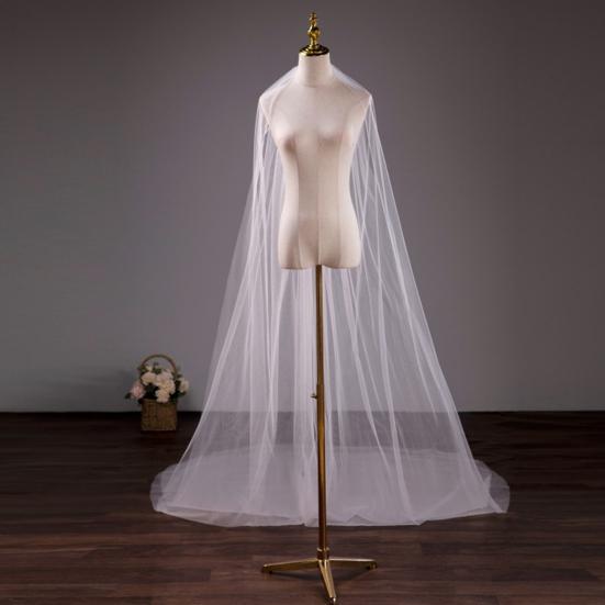 Bridal Veil with Hair Comb Double Layer Long Style Scalp-friendly Wedding Veil Soft Drooping Bridal Veil