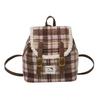 Plush Backpack With Vintage Plaid Design For Daily Use