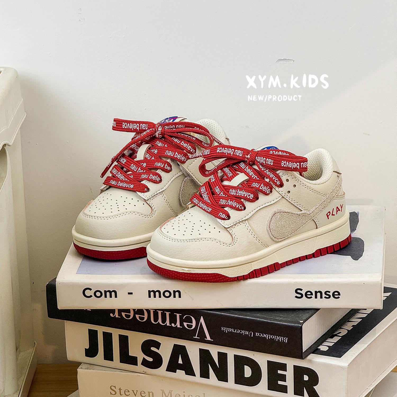 Spring 2026 Versatile Hearts Kids  Low-Top Sneakers Size 31