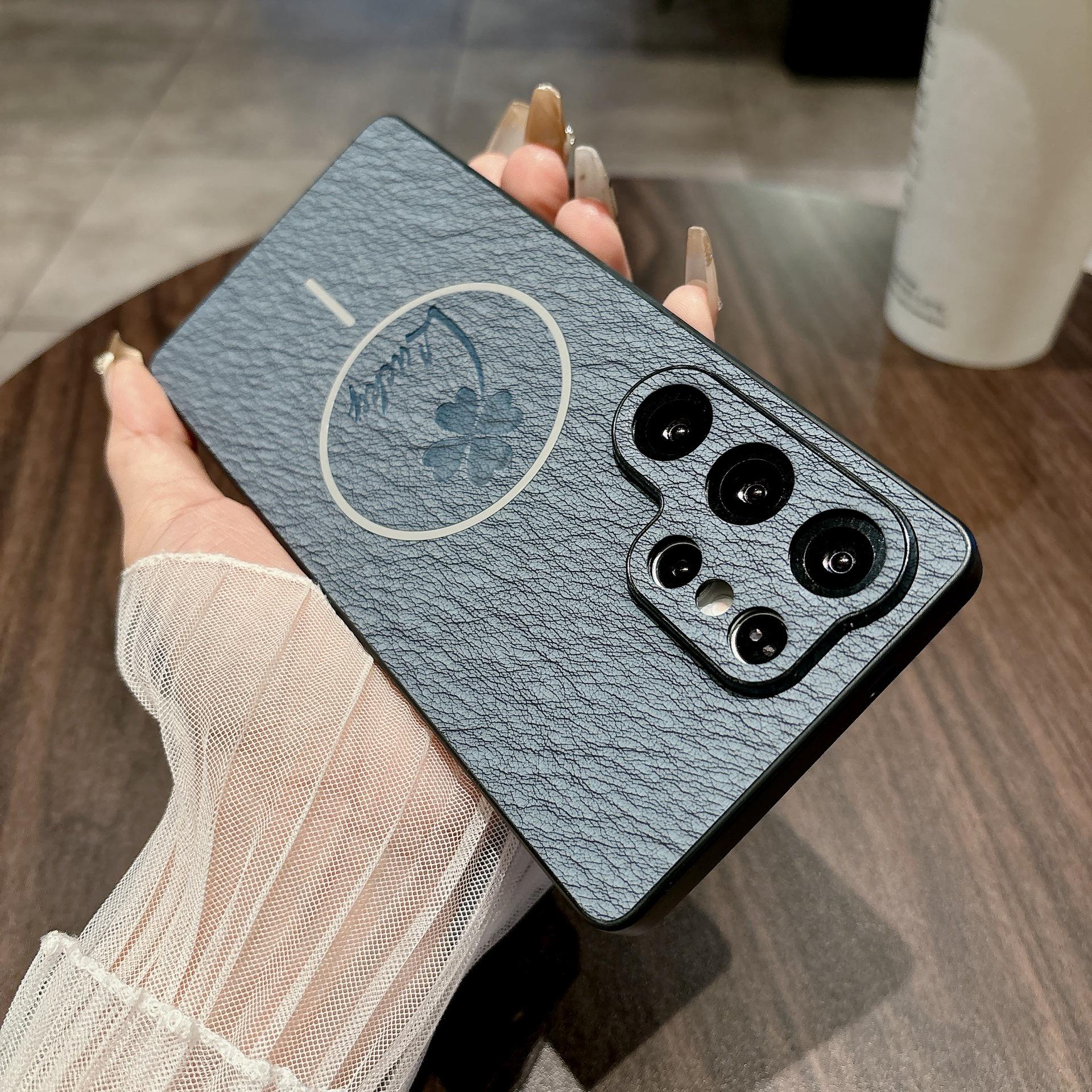 

Samsung S25ULTRA Кожаный Магнитный Чехол-Книжка с Четырехлистником - Совместим с S24FE/S23p, Полное Покрытие, Защита от Падений. S25
