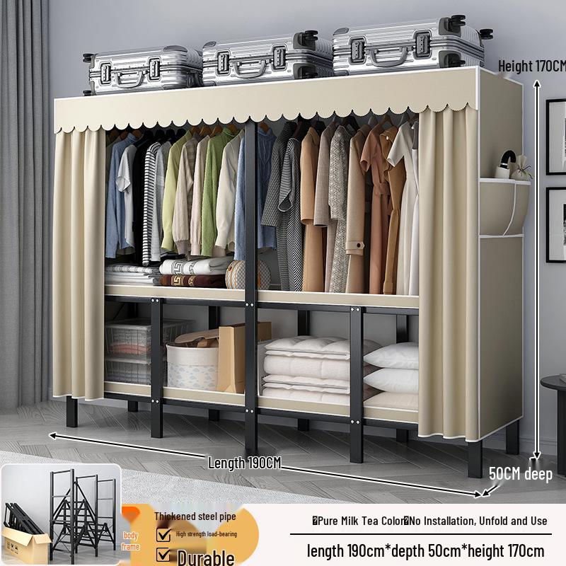 No-Assembly Wardrobe with Drawers: Foldable and Durable for Bedroom or Rental Room