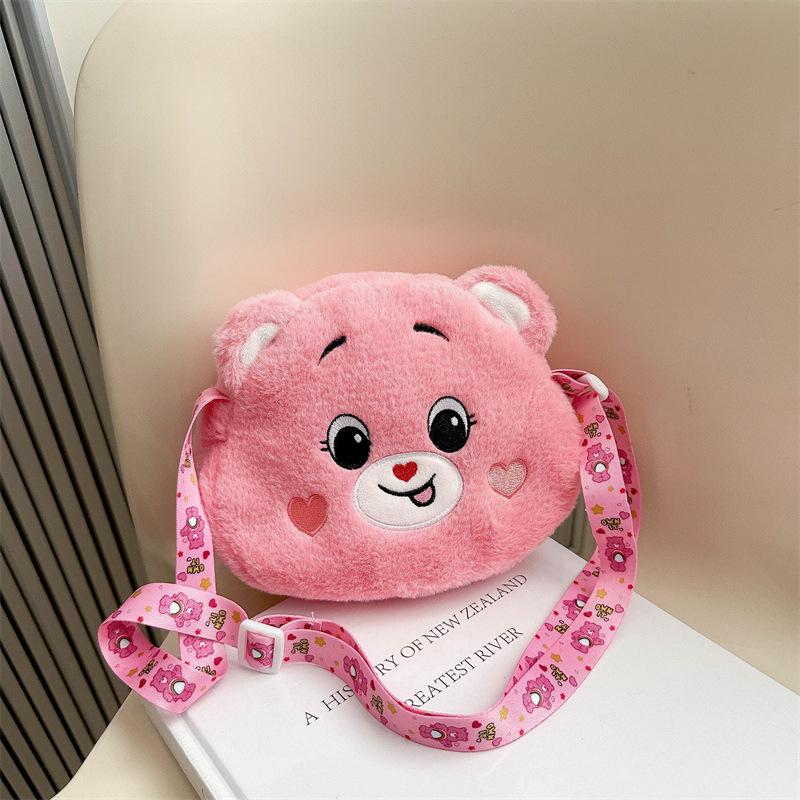 Mini Cartoon Rainbow Love Bear Plush Toy Diagonal Cross Bag, Love Bear Gift Backpack Christmas Gift.