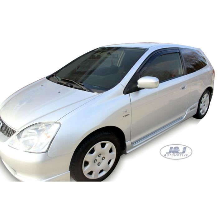 Déflecteurs D'air - J&J AUTOMOTIVE - Honda Civic 3P - Fumé - Acrylique Renforcé - Installation Facile