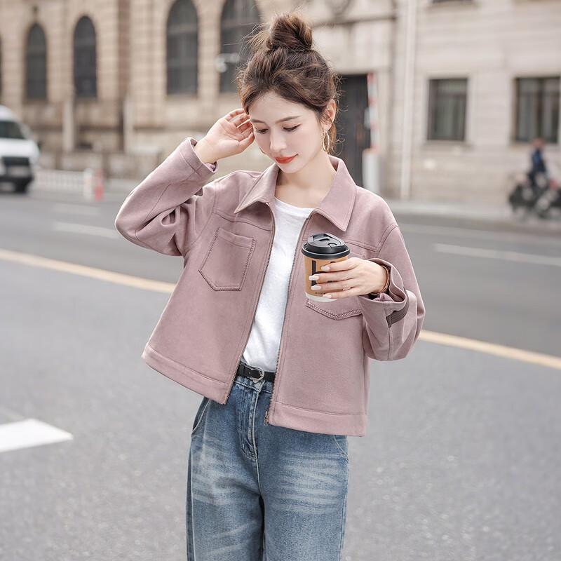 Women's Loose Fit Color-block Zipper Jacket