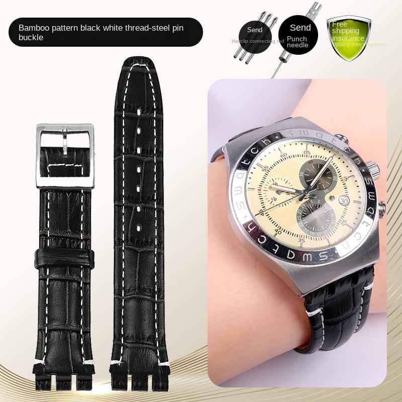 For swatch YCS YAS YGS series watch band 17mm 19mm genuine leather Wrist Strap Women men watch strap belt bracelet accessories