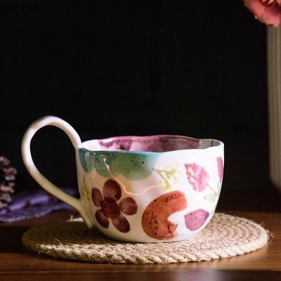 Handbemalte Keramiktasse, kreative Kaffeetasse mit großem Griff, Nachmittagstee, Trinktasse, Safttasse, Haushaltsfrühstückstassen, Teetasse