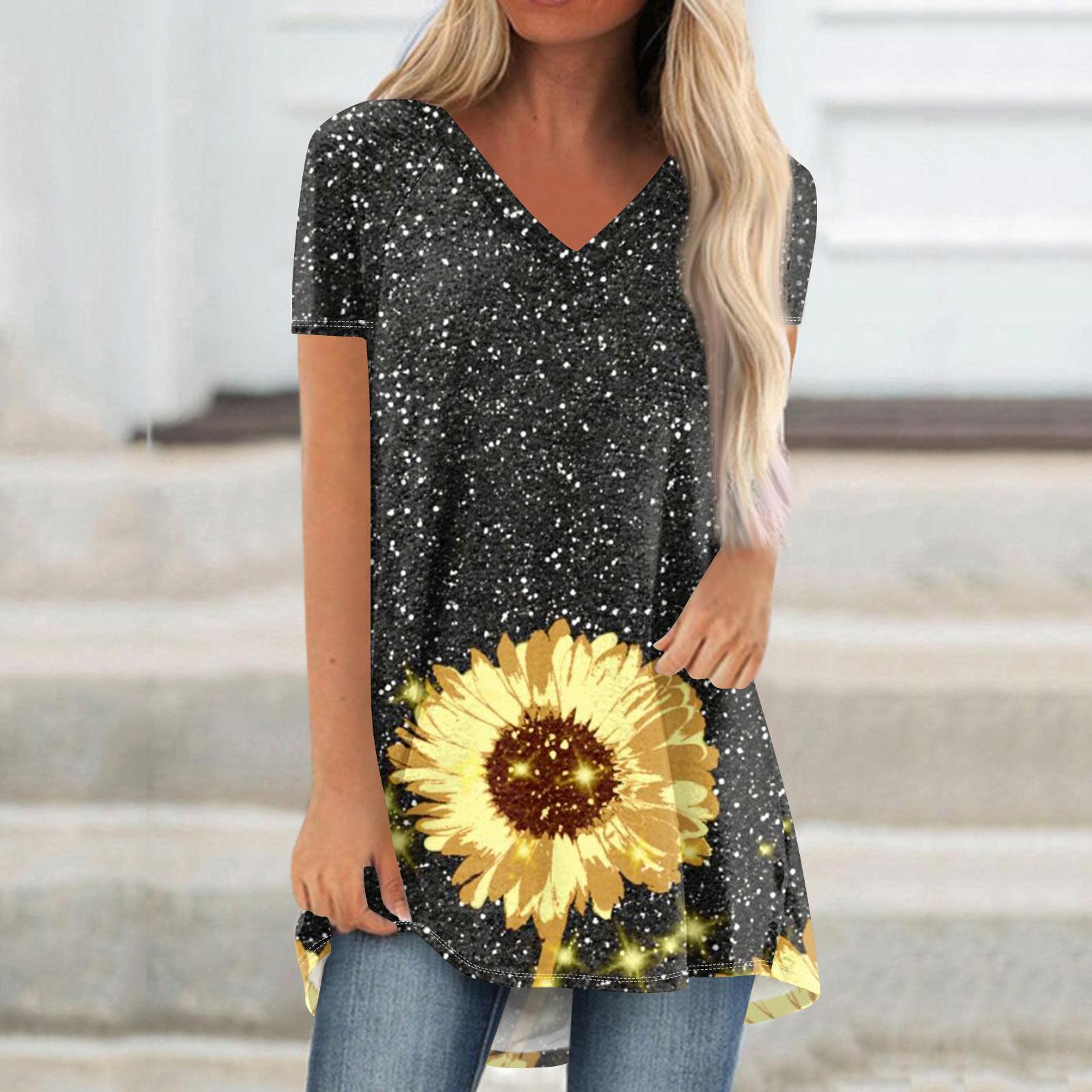 Женские плиссированные свободные топы с короткими рукавами Плюс — фото 7