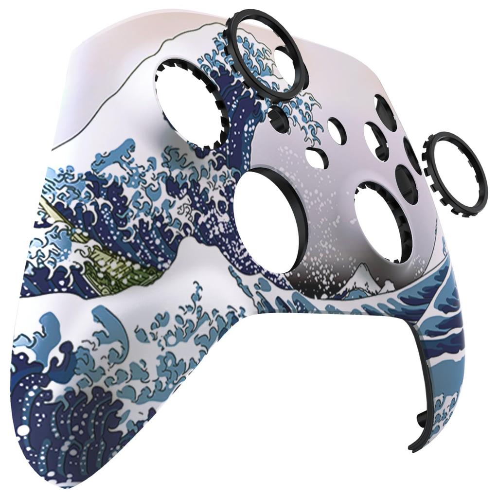eXtremeRate Replacement Face Shell with ASR Version Custom Front Cover Faceplate for Xbox Core and Xbox Series X S Great Ring, & [The Wave]