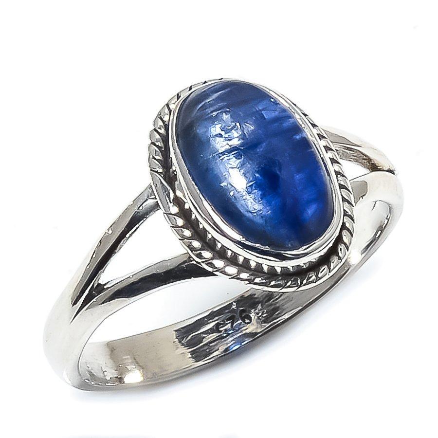 Natural Kyanite Gemstone Handmade 925 Solid Sterling Silver Gift Ring S.9 N8e01