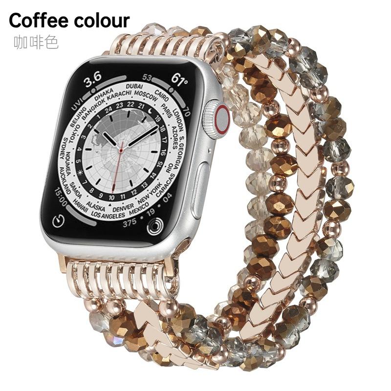 

Совместимый ремешок для Apple Watch с бусинами 38 40 41 42 44 45 46 мм для женщин iWatch Series 10 SE 9 8 7 6 5 4 3 2 1 Эластичный ремешок ручной работы 38mm 40mm 41mm