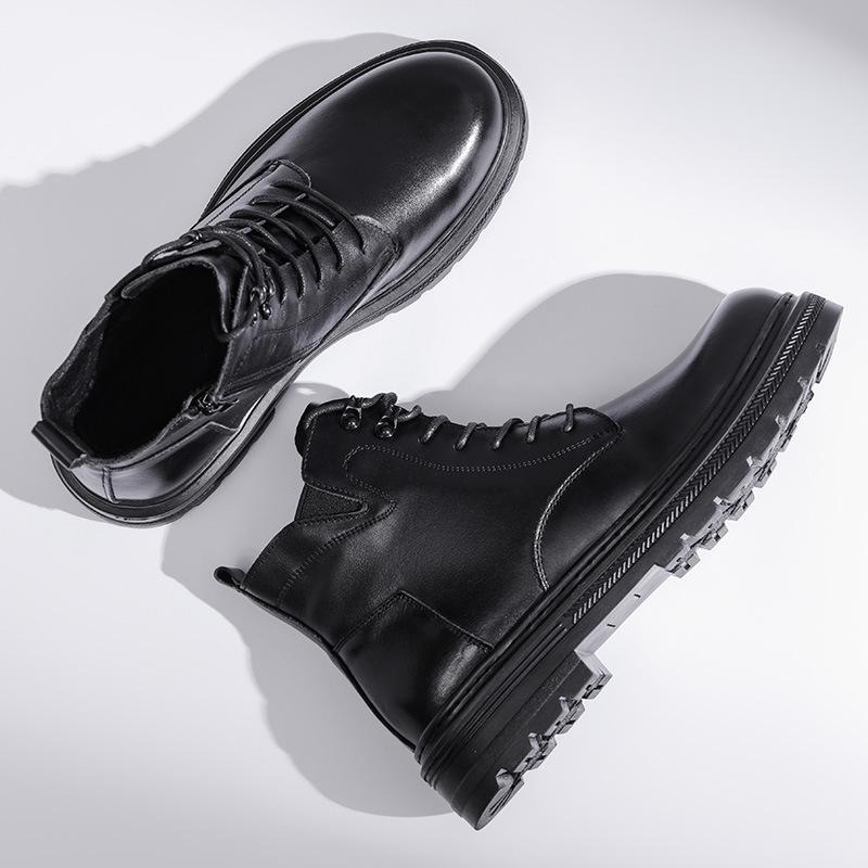 The First Layer of Cowhide Martin Boots Men's Autumn and Winter Velvet Warm Men's Boots Tooling Trend Leather Men's Leather Boots Explosion