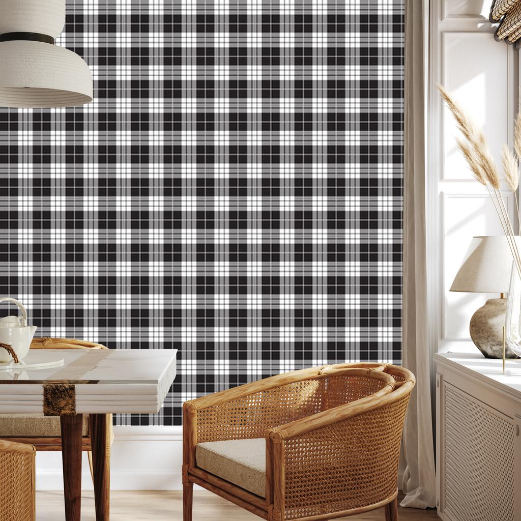 Wallpaper Black and White Checkered Gray for Living Room and Bedroom 50x1000