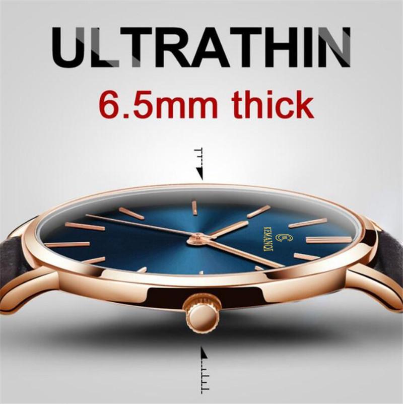 Top Luxury Brand Ultra Thin Watches Men Simple Watch Blue Glass Leather Band Quartz Wristwatches Men Casual Watch Best Gift