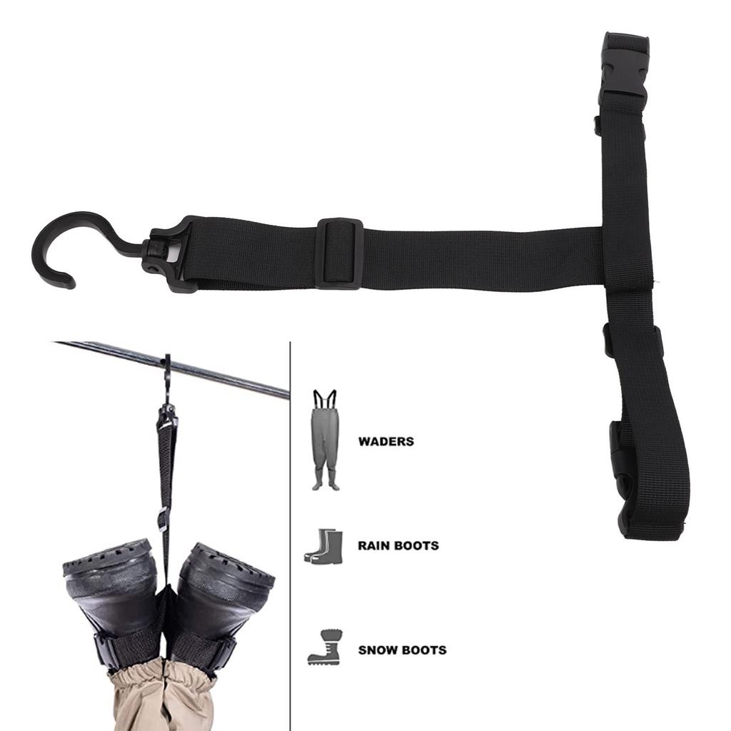 Outdoor Fishing Wader Boot Hanger 360° Rotating Buckle Adjustable Wader Boots Strap for Fishing