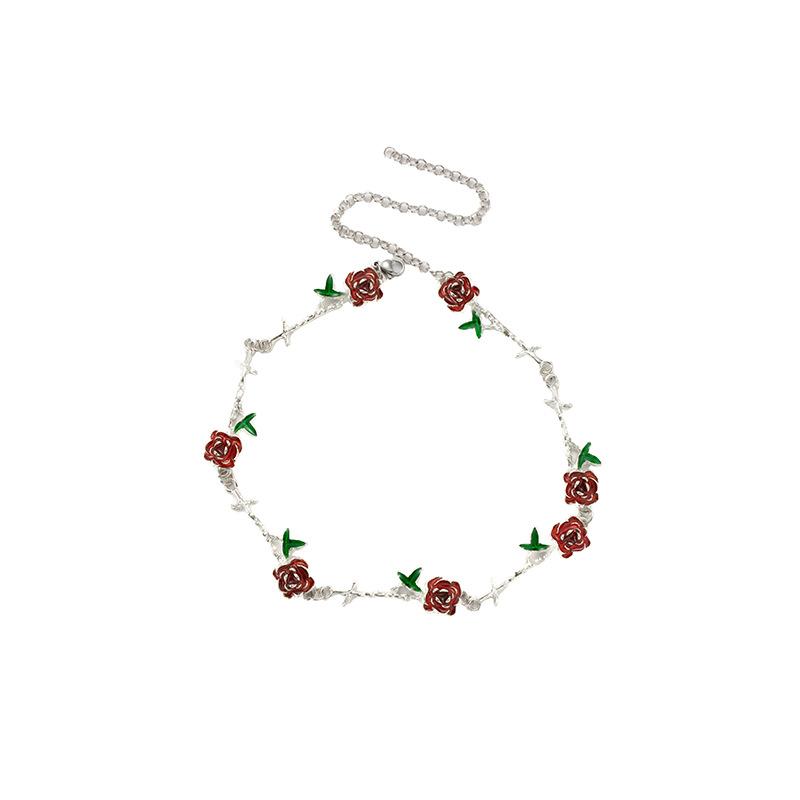 Summer Sweet Mori Style Collarbone Chain Femininity Small Fresh Rose Necklace Elegant Gentle Niche Necklace
