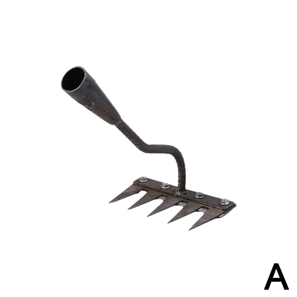 5/6/7/8 Teeth Carbon Steel Garden Weeding Rake Weeding Soil Loosening Tools Dethatching Rake for Gardening Harrow Farm Tools