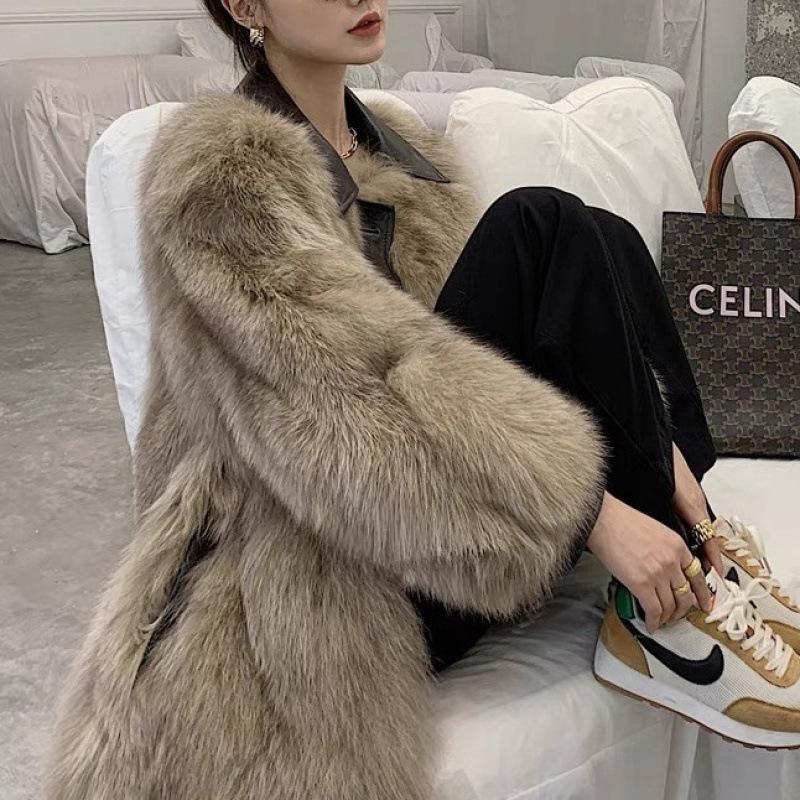 Haining fur coat women's new temperament fashion fur coat winter environmental protection imitation fox hair young medium and long